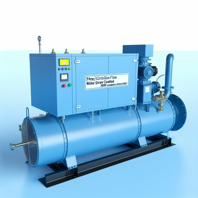 Ein guter Preis. 74m3/h Durchflusswasser gekühlter Schraubkühler Halbhermetischer Schraubkompressor Typ 79,6 kW Kompressorleistung Online